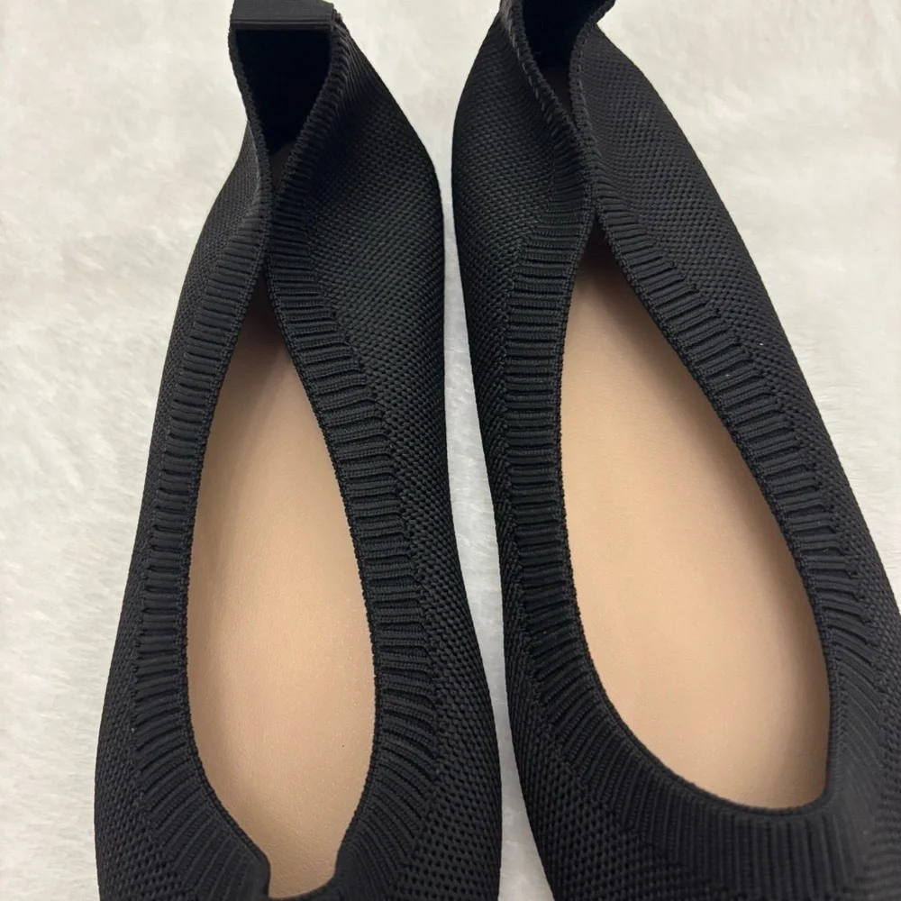 NWT Shein Black Knit Flats Women’s Size 9.5